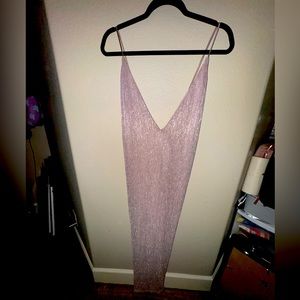 L Pink Sparkle Express Slit Dress